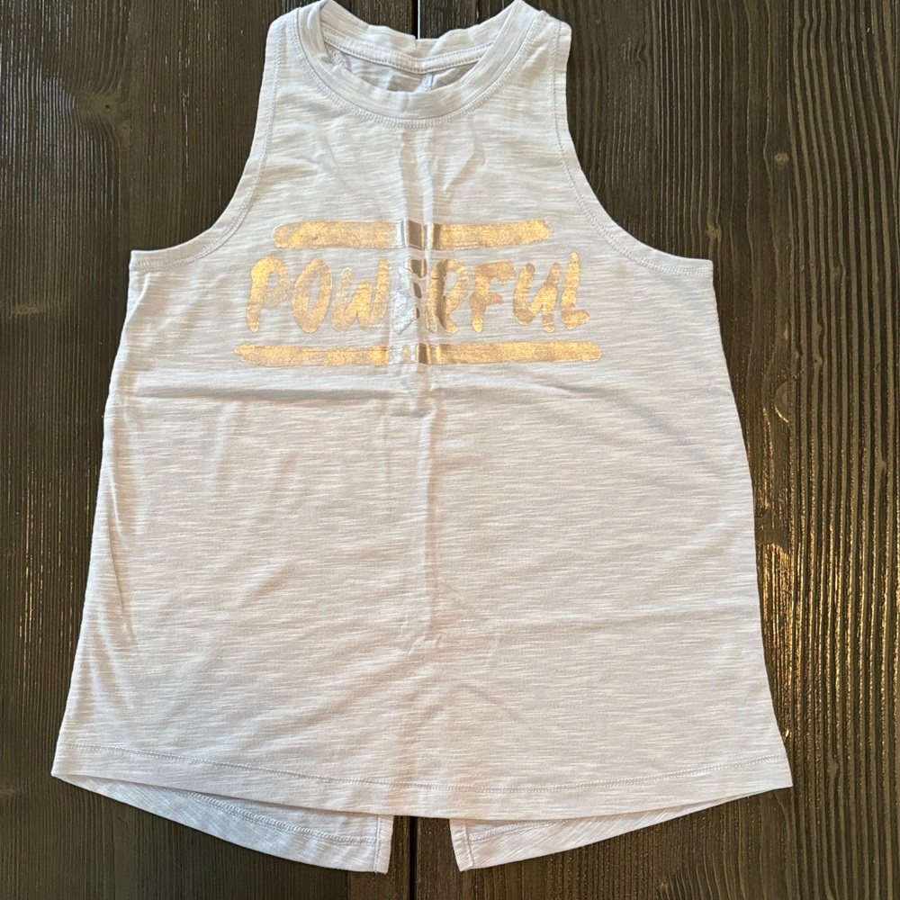 Kids White Tank Top with Gold Print